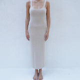 Mira Long Tank Dress in Almond